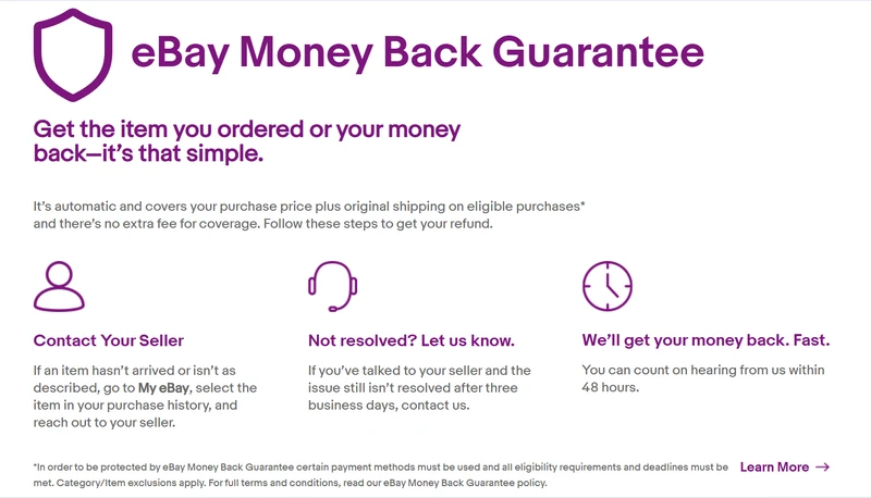 ضمانت بازگشت پول eBay