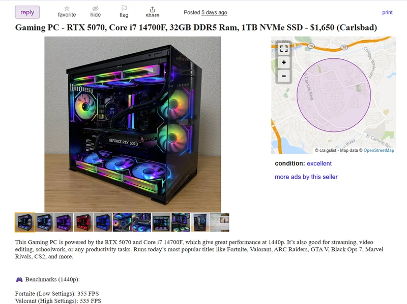 لیست کامپیوتر Craigslist
