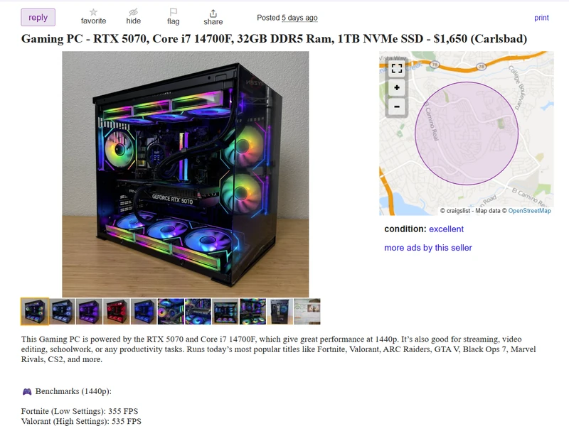 لیست کامپیوتر Craigslist