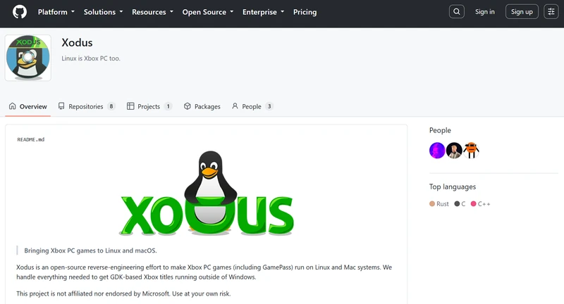 صفحه گیت‌هاب Xodus.